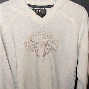 Harley-Davidson Men's Off-White V-Neck Sweater
